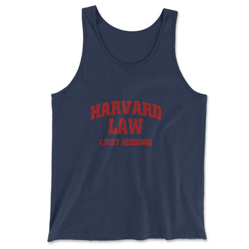 Harvard Law, Just Kidding Men/Unisex Tank in Navy color